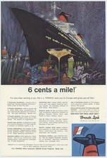 French Line Spacious Cabins Swimming Pool Sauna Baths Gym 1965 Vintage Ad  picture