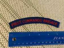 Vintage British FIRST COMMANDO BRIGADE Shoulder Title Badge Flash Insignia #615 picture