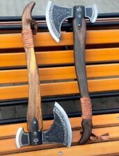 2 Custom Handmade God of war  Kratos Leviathan Axe Scandinavian axe With Leather picture