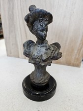 Antique Art Nouveau Spelter Lady Bust 6
