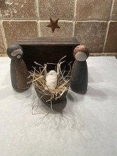 Vintage Handcrafted/Hand painted Wooden 4 Piece Nativity Set picture