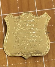 Rare Civil War 14K Gold Shield Engraved With Battle Areas 33rd New York Infantry picture