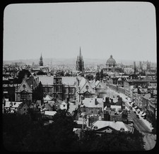 ANTIQUE Magic Lantern Slide OXFORD FROM MAGDALEN TOWER C1890 VICTORIAN PHOTO picture