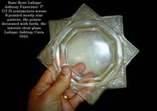 Antique Rare Rene Lalique Fauvettes Ashtray With Birds 8 pointed Star 1924. picture