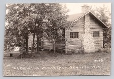 RPPC Log Cabin Inn Devils Lake Webster WI Postmarked 1938 Real Photo picture