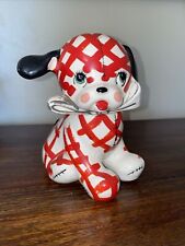 Vintage Napco Red Plaid Billy Dog Bank Japan Kitsch 1950s picture