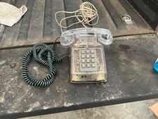 2500 Transparent Clear Corded Push Button Desk Phone 1990s Vintage Telephone Old picture