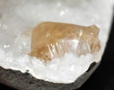 CALCITE WITH STILBITE ON WHITE QUARTZ CAVITY picture