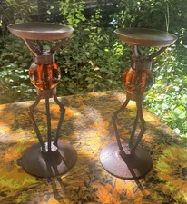 Set Of Vintage Brutalist Metal Candle Holders picture