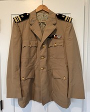 Vtg 1965 US Navy Service Dress Khaki Wool Jacket 42R LCDR Vietnam Ribbons picture