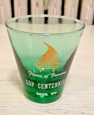 GOP Centennial Glass 1854-1954 Flame Freedom Republican Party Political Ripon WI picture