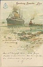 Postcard Hamburg America Line On Board Speed Steamer Columbia 1901 (b258) picture