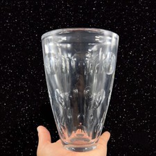 Vintage Clear Heavy Glass Crystal Vase Round Dots All Over Thick Glass Vase VTG picture