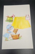 Vintage Folded Post Card Girl Laundry 35 Count picture