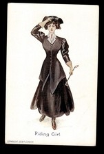 1908 Riding Girl Postcard by P. Gordon Edwardian Fashion Equestrian Unused picture