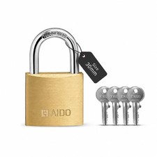 30mm Solid Brass Padlock 4 Keys Heavy Duty Double Bolt Water Resistant picture