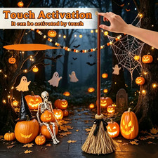 37inch Animated Floating Witch Broom with Sound Halloween Decorations Props New picture