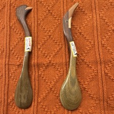Vintage SIWOK Argentina Hand Carved Wooden Bird Spoons Wichi Folk Art 5.5