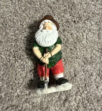 Merry Christmas Santa Figurine with Golf Club Green Shirt picture
