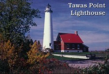 Tawas Point Lighthouse Lake Huron Michigan, State Park Landmark MI --- Postcard picture