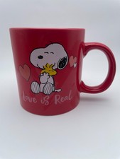 Peanuts Snoopy Valentines Day Coffee Mug Love is Real 20oz Large Red Cup B91 picture
