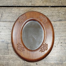 Vintage Oval Wood Picture Frame Floral Carving Ornate Mirror Country Cottagecore picture