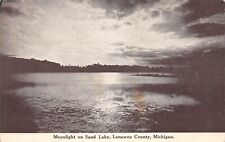 UPICK POSTCARD Moonlight on SAND LAKE Lenawee County Michigan 1910 picture