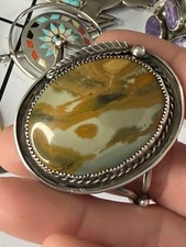 Old Pawn Native American Sterling Silver  Landscape Jasper  Bracelet picture