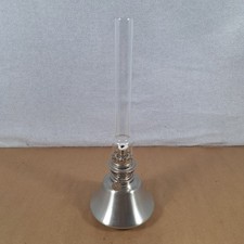 Fred Danforth Signed Pewter Lodge Oil Lamp w/ Glass Chimney 10” Tall picture