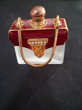 Vintage Rucci Red Handbag Shaped Perfume Bottle gold trim and crystal picture