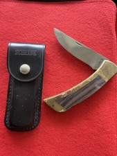 Vintage Gerber Brass Wood Folding Lockback Sportsman II Knife Oregon 97223 USA picture