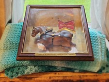 VINTAGE 1960's BUDWEISER CLYDESDALE HORSE SHADOW BOX ADVERTISING SIGN 3-D picture