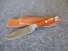 DOUG ASHBY SCROLL-WORK CUSTOM SKINNER ATS-34 KNIFE PREMIUM WOOD+SHEATH-DALLAS TX picture