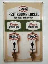 Texaco Gasoline Gas & Oil Sign - Texas Fuel Company - Vintage Restrooms picture