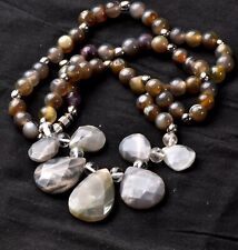 Mystic old sulemani  beads necklace with grey moonstone with  reach patina #6383 picture