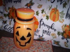 Vintage Blow Mold Jack OLantern PumpkinCylinder Shape Wearing Top Hat Halloween picture