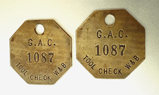 2 GOODYEAR AEROSPACE CORP Tool Check Brass Tags: Wheel & Brake Division picture
