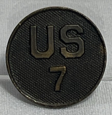 WWI US Army Enlisted Collar Disk US 7 Regiment Number Screwback Original picture