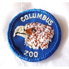 Vintage, 1980's Columbus Zoo Embroidered Patch, Bald Eagle Profile, Souvenir, picture
