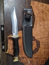 Vintage Muela Bowie Fixed Blade Hunting Knife w/ Leather Sheath - Made in Spain picture