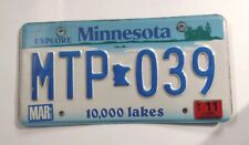 Vintage 2011 Minnesota License Plate MTP 039 10,000 Lakes Decor Garage Collector picture