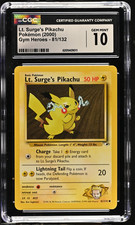Pokemon TCG Lt. Surge's Pikachu Gym Heroes 81/132 CGC 10 Gem Mint picture