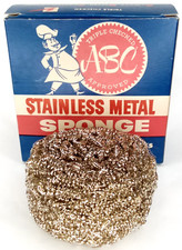 Antique 1940s Advertising ABC Stainless Metal Sponge With Original Box picture