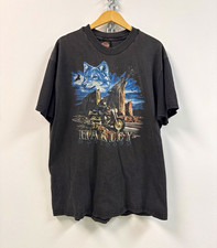 Vintage 1998 Harley Davidson Wolf Print Shenandoah Waynesboro VA T-shirt picture