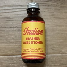 Vintage Indian Motorcycle Leather Conditioner Bottle Amber Glass Advertising picture