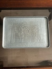 Vintage Clayton Sheasley Hammered Aluminum Serving Tray Daffodil Flora picture