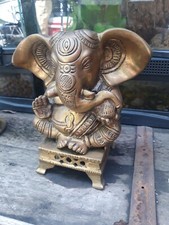 Vintage Hindu Lord Ganesh Elephant Figurine Solid Brass picture