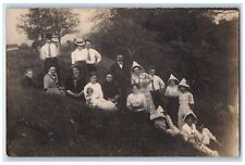 c1910's Family Papers Hat Scene Field Unposted Antique RPPC Photo Postcard picture
