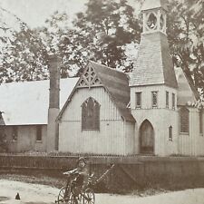 Antique 1871 St. Luke's Episcopal Church Charlestown Stereoview Photo Card V2073 picture