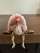 Wood Look resin Shelf Sitter Turkey 3 1/2” Tall Thanksgiving Fall picture